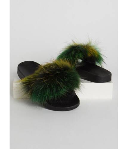 Incaltaminte femei cheapchic shaggy chic faux fur slide sandals multi