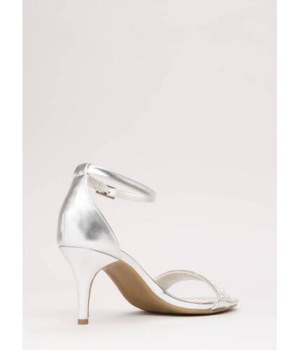 Incaltaminte femei cheapchic show me the sparkle metallic heels silver
