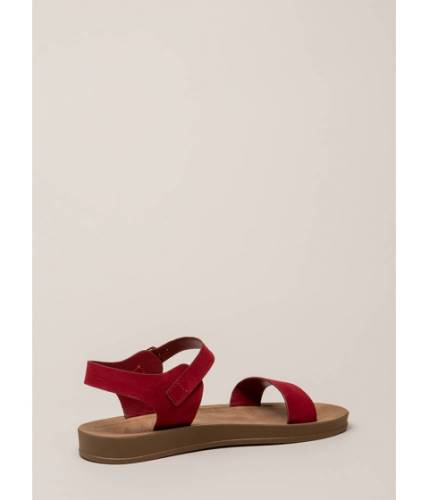 Incaltaminte femei cheapchic simple as that faux suede sandals red