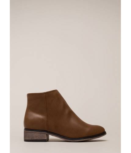 Incaltaminte femei cheapchic simple things faux leather booties brown