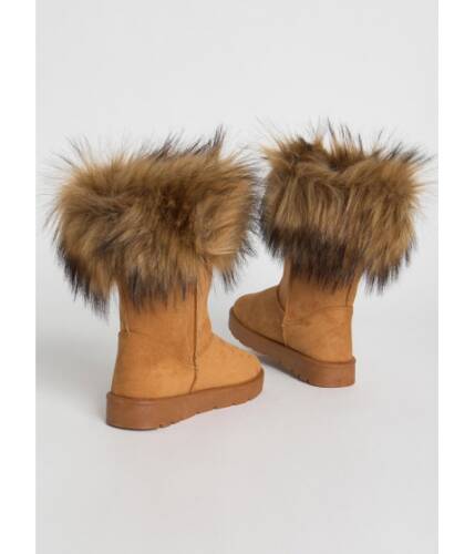 Incaltaminte femei cheapchic snow bunnies trimmed faux fur boots tan