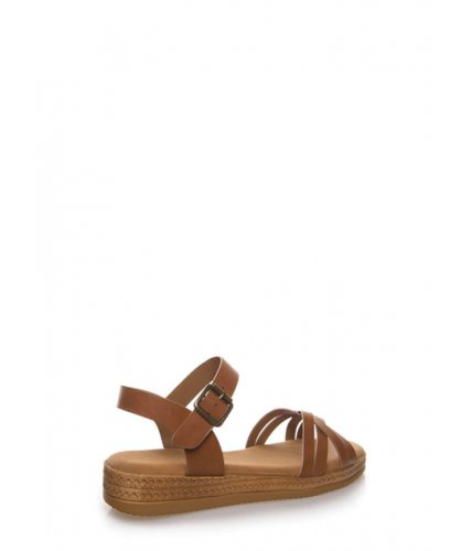 Incaltaminte femei cheapchic strappy vacation faux braided sandals tan