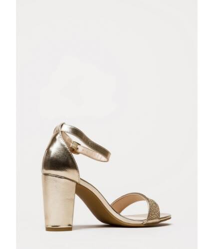 Incaltaminte femei cheapchic striking chunky jeweled metallic heels gold
