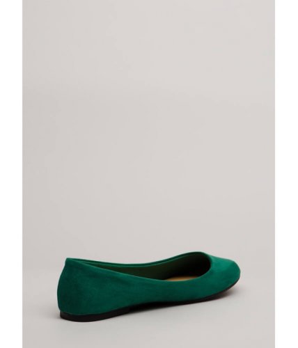 Incaltaminte femei cheapchic tap your toes faux suede ballet flats green