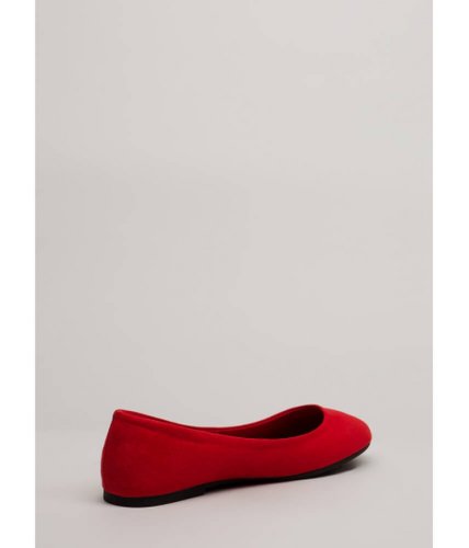 Incaltaminte femei cheapchic tap your toes faux suede ballet flats red