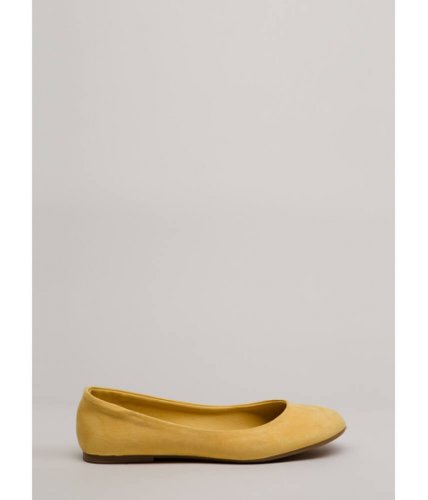 Incaltaminte femei cheapchic tap your toes faux suede ballet flats yellow