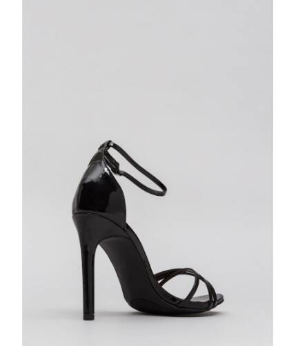Incaltaminte femei cheapchic the skinny faux patent strappy heels black