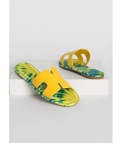 Incaltaminte femei cheapchic tie-dye paradise cut-out slide sandals yellow