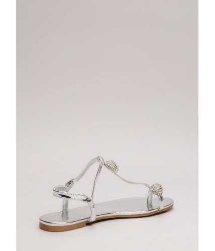 Incaltaminte femei cheapchic twinkle toe jeweled metallic sandals silver