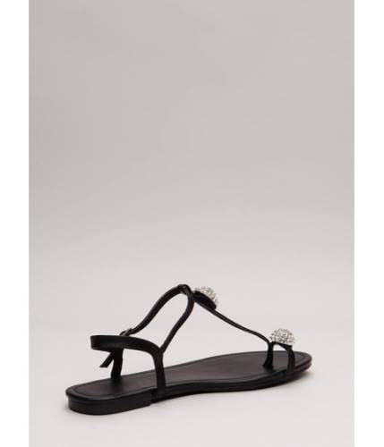 Incaltaminte femei cheapchic twinkle toe jeweled t-strap sandals black