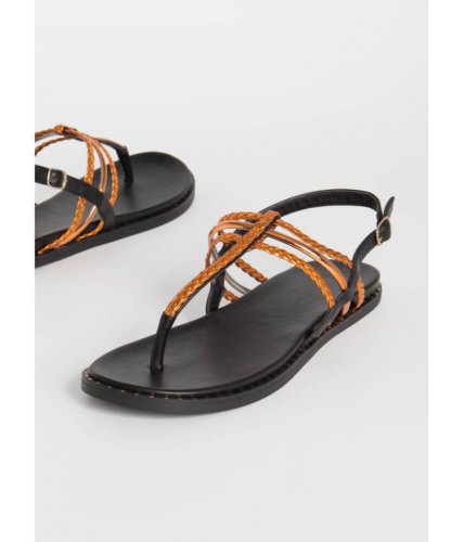 Incaltaminte femei cheapchic when in rome braided t-strap sandals orange