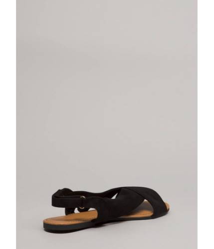 Incaltaminte femei cheapchic x marks the faux suede slingback sandals black