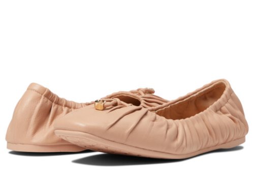 Incaltaminte femei coach eleanor leather ballet flats new nude pink