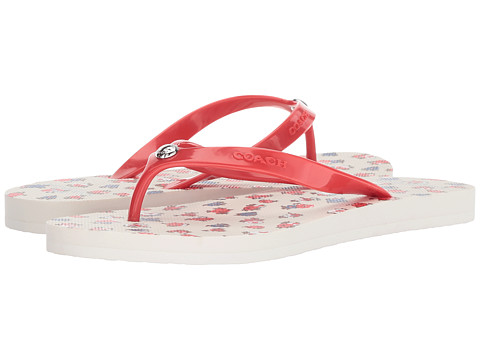 Incaltaminte femei coach flip-flop redblue floral rubber