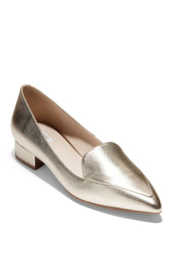 Incaltaminte femei cole haan dellora leather block heel loafer soft gold