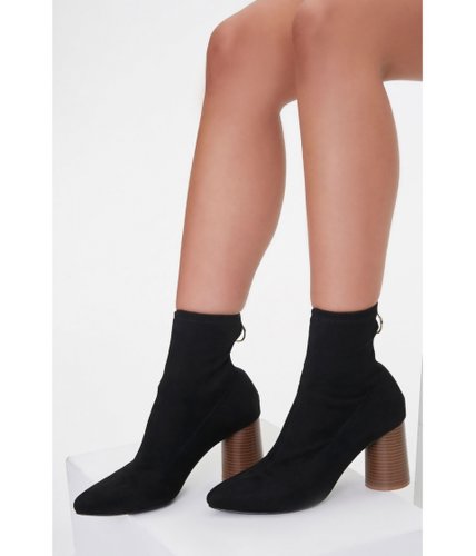 Incaltaminte femei forever21 block heel sock booties black