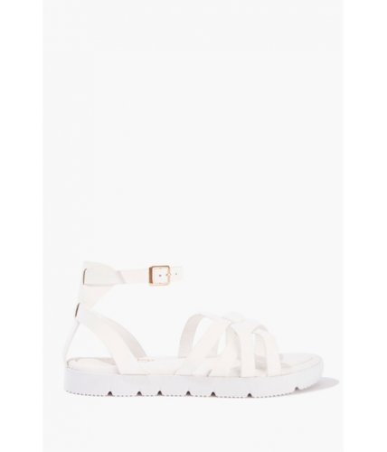 Incaltaminte femei forever21 caged lug-sole sandals white