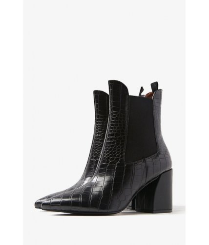 Incaltaminte femei forever21 faux croc leather chelsea boots black