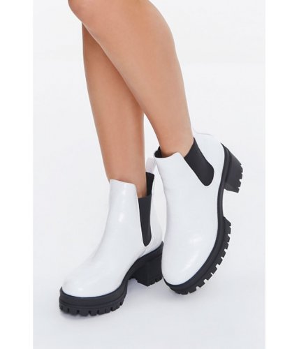 Incaltaminte femei forever21 faux croc leather chelsea boots white