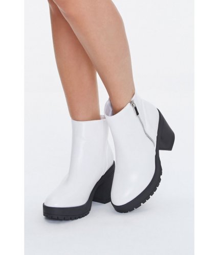 Incaltaminte femei forever21 faux leather platform booties white