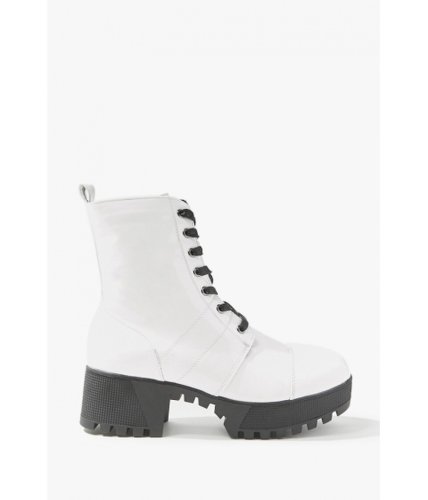 Incaltaminte femei forever21 faux patent leather ankle boots white