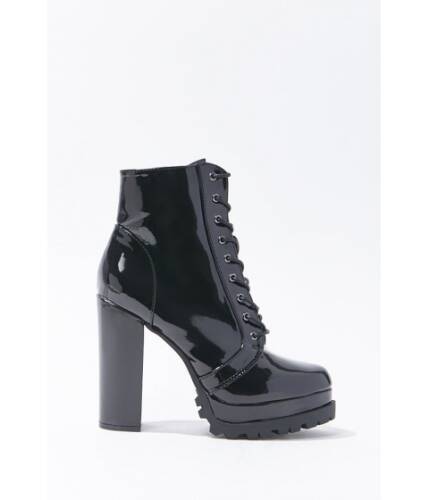 Incaltaminte femei forever21 faux patent leather booties black