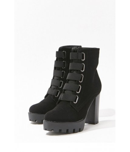 Incaltaminte femei forever21 faux suede block heel booties black
