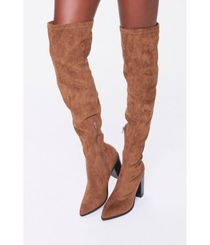 Incaltaminte femei forever21 faux suede block heel boots light brown