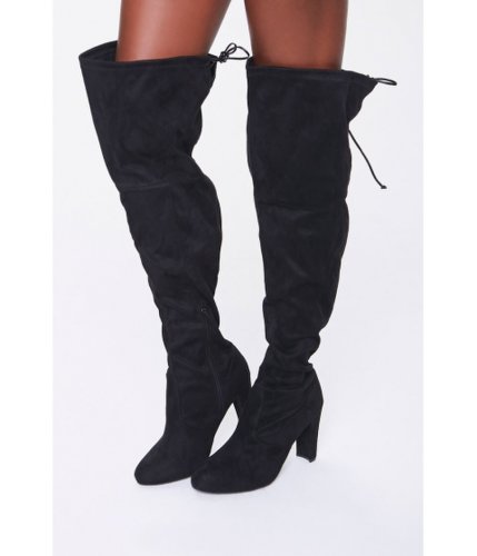Incaltaminte femei forever21 faux suede block heel boots (wide) black