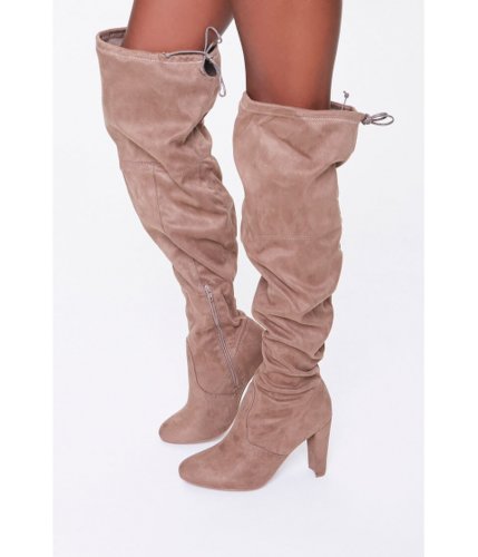 Incaltaminte femei forever21 faux suede block heel boots (wide) taupe