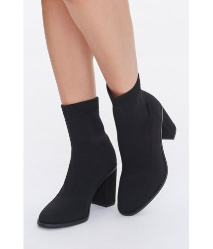 Incaltaminte femei forever21 faux suede block heel sock booties black