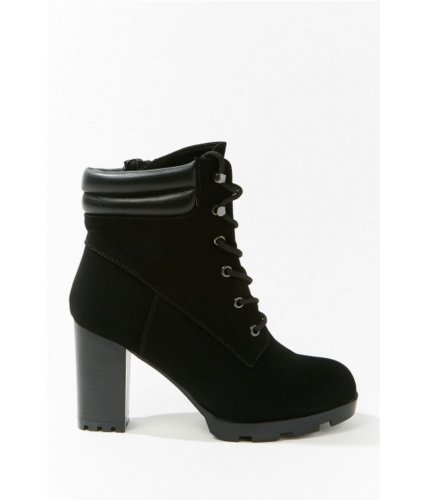 Incaltaminte femei forever21 faux suede lace-up booties black