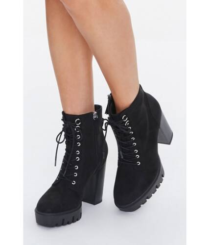 Incaltaminte femei forever21 faux suede platform ankle boots black