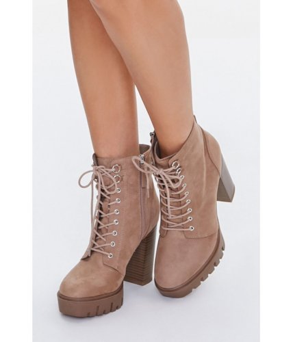 Incaltaminte femei forever21 faux suede platform ankle boots tan