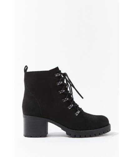 Incaltaminte femei forever21 lace-up platform ankle boots black