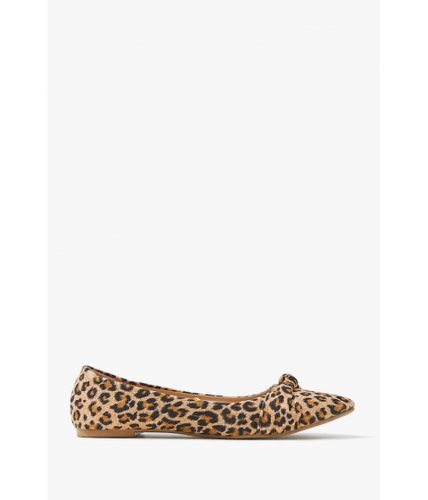 Incaltaminte femei forever21 leopard knotted ballet flats blackbrown