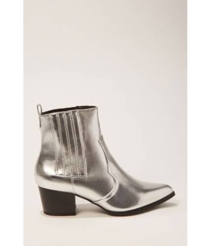 Incaltaminte femei forever21 metallic faux leather booties silver