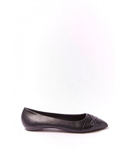 Incaltaminte femei forever21 pointed faux leather flats black