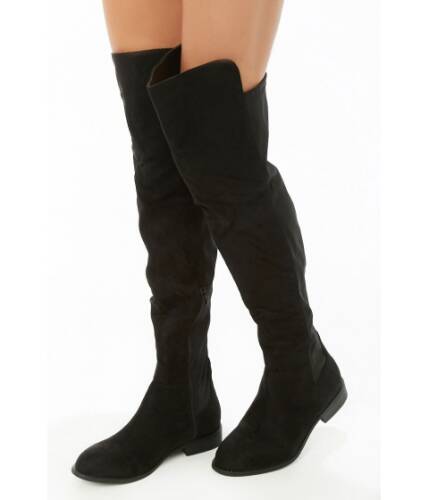 Incaltaminte femei forever21 thigh-high faux suede boots black