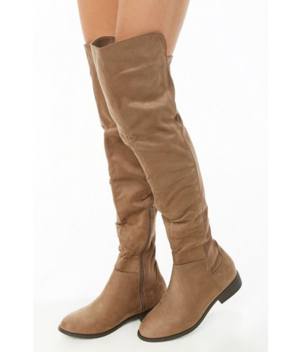 Incaltaminte femei forever21 thigh-high faux suede boots taupe