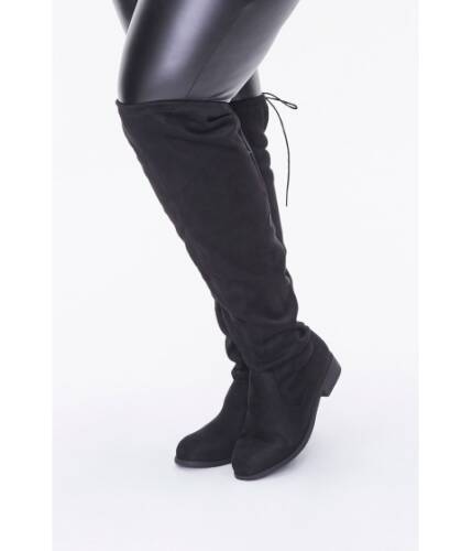 Incaltaminte femei forever21 thigh-high faux suede boots (wide) black