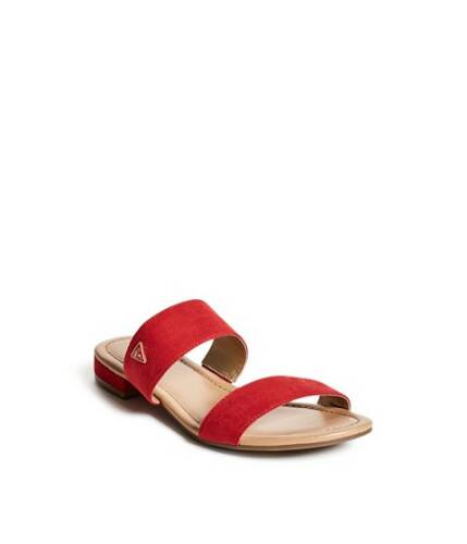 Incaltaminte femei guess korine double-strap slide sandals medium red fabric