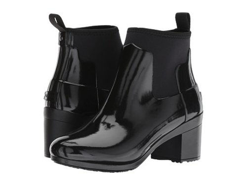 Incaltaminte femei hunter refined mid heel gloss rain boots black