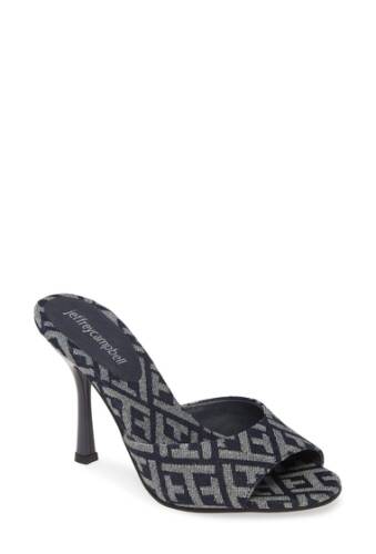 Incaltaminte femei jeffrey campbell pg 13 leather heeled sandal navy denim jacquard