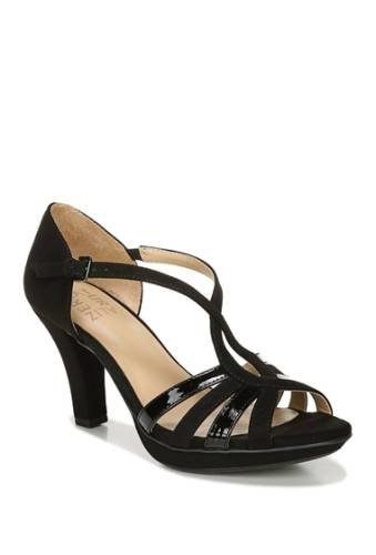 Incaltaminte femei naturalizer delina strappy heeled sandal - wide width available black fabricpatent
