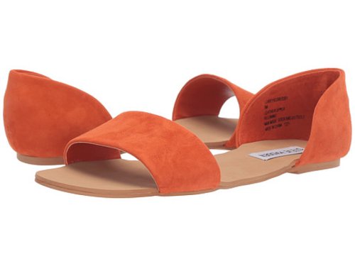 Incaltaminte femei steve madden corey flat sandals orange suede