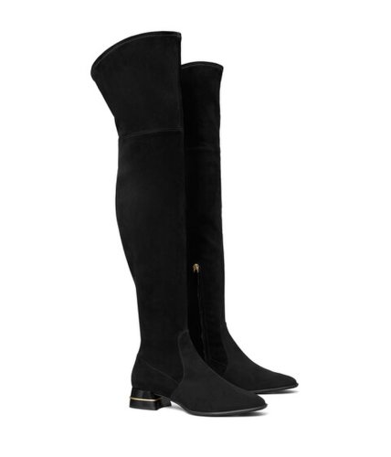 Incaltaminte femei tory burch multi logo stretch over-the-knee boot perfect black