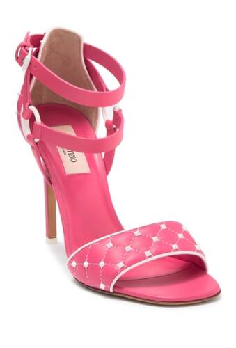 Incaltaminte femei valentino rockstud quilted leather sandal shadow pinkbianco ottico