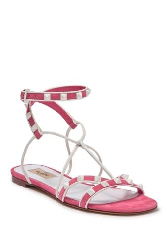 Incaltaminte femei valentino rockstud strappy leather sandal shadow pinkbianco ottico