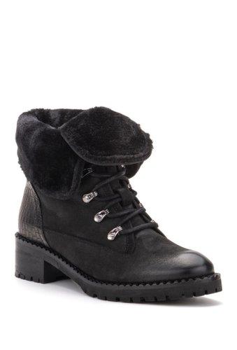 Incaltaminte femei vintage foundry milan faux fur lined leather lace-up boot black